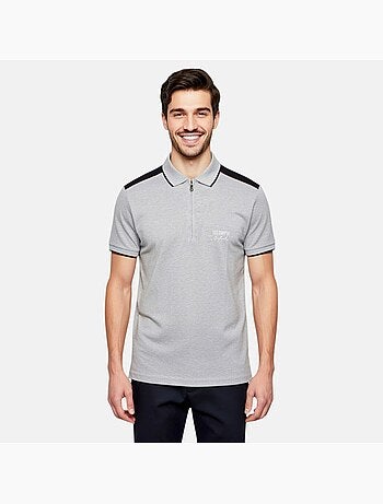 Lee Cooper - Polo hombre de manga corta con cuello con cremallera