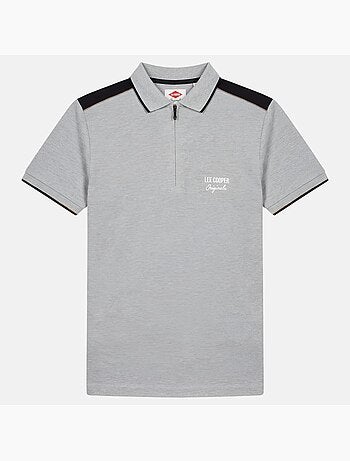 Lee Cooper - Polo hombre de manga corta con cuello con cremallera