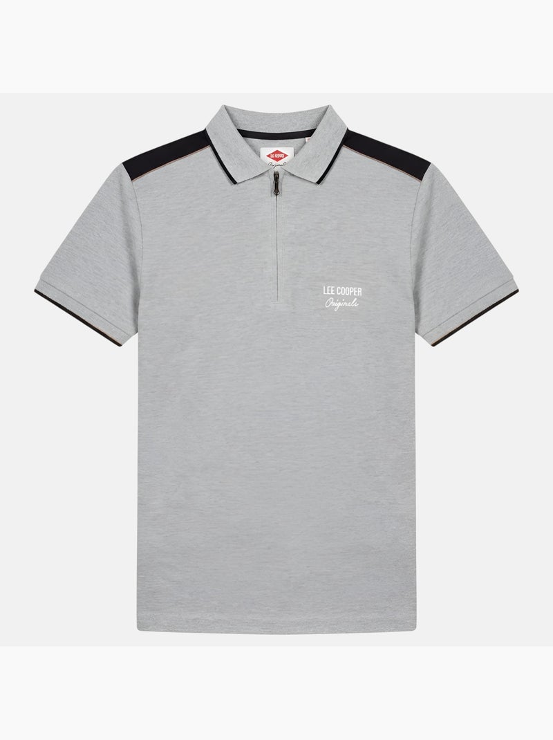 Lee Cooper - Polo hombre de manga corta con cuello con cremallera Gris - Kiabi