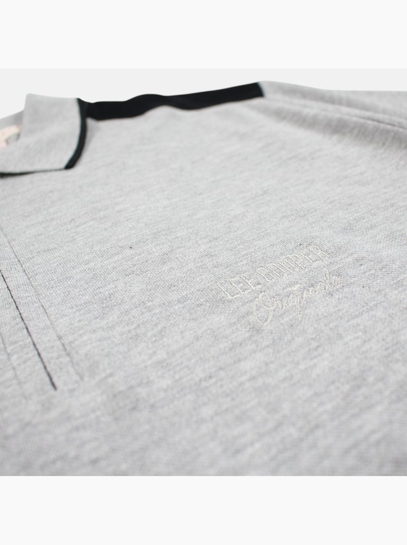 Lee Cooper - Polo hombre de manga corta con cuello con cremallera Gris - Kiabi