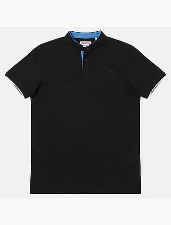 Lee Cooper - Polo hombre negro manga corta cuello mao