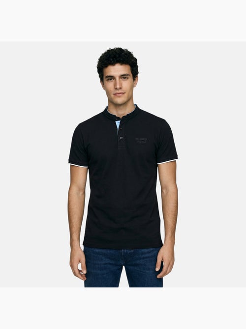 Lee Cooper - Polo hombre negro manga corta cuello mao - Kiabi