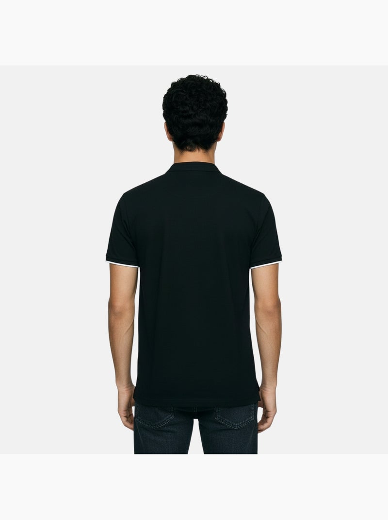 Lee Cooper - Polo hombre negro manga corta cuello mao Negro - Kiabi
