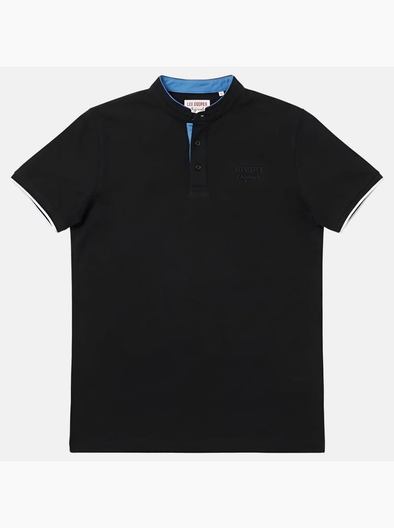 Lee Cooper - Polo hombre negro manga corta cuello mao Negro - Kiabi
