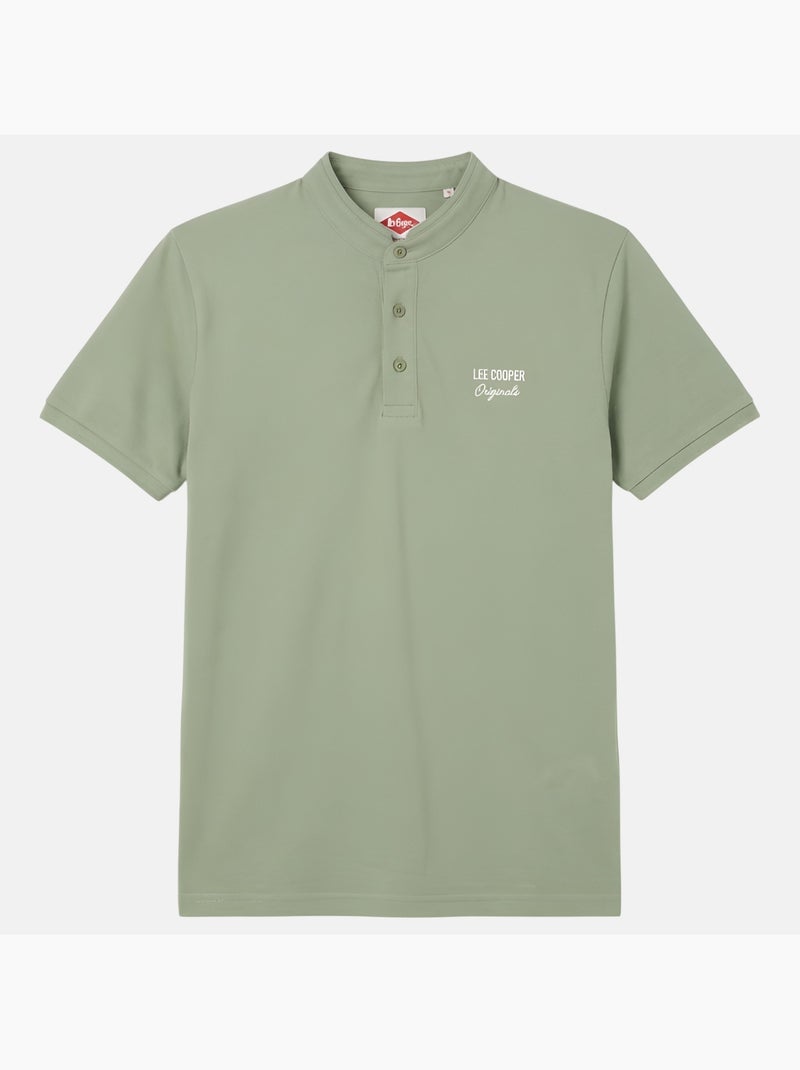 Lee Cooper - Polo hombre verde manga corta cuello mao Verde - Kiabi