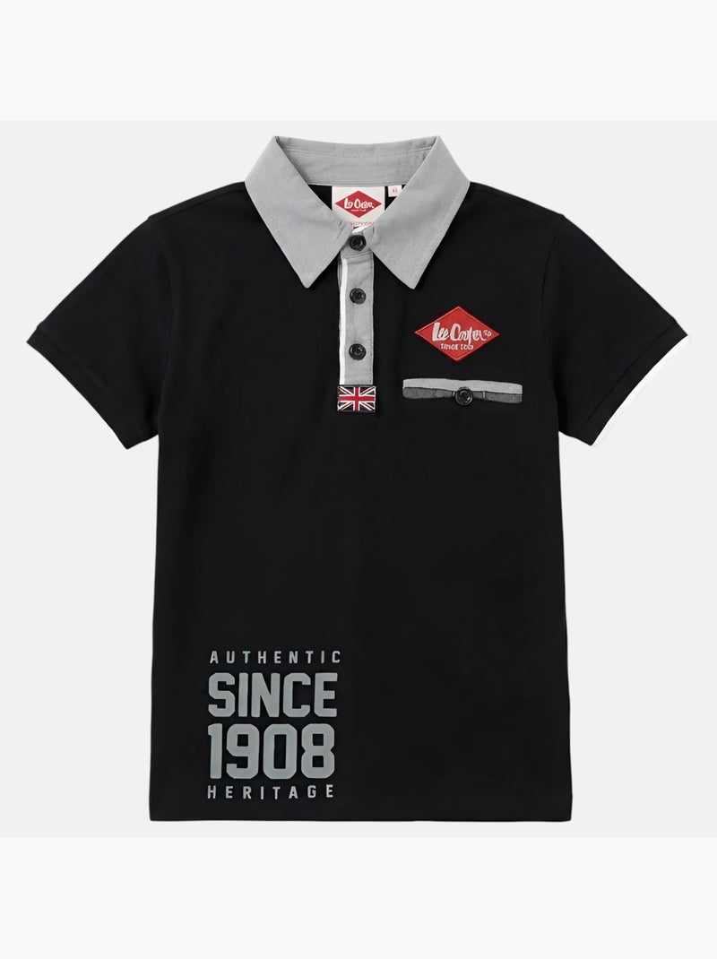 Lee Cooper - Polo niño de manga corta Negro - Kiabi