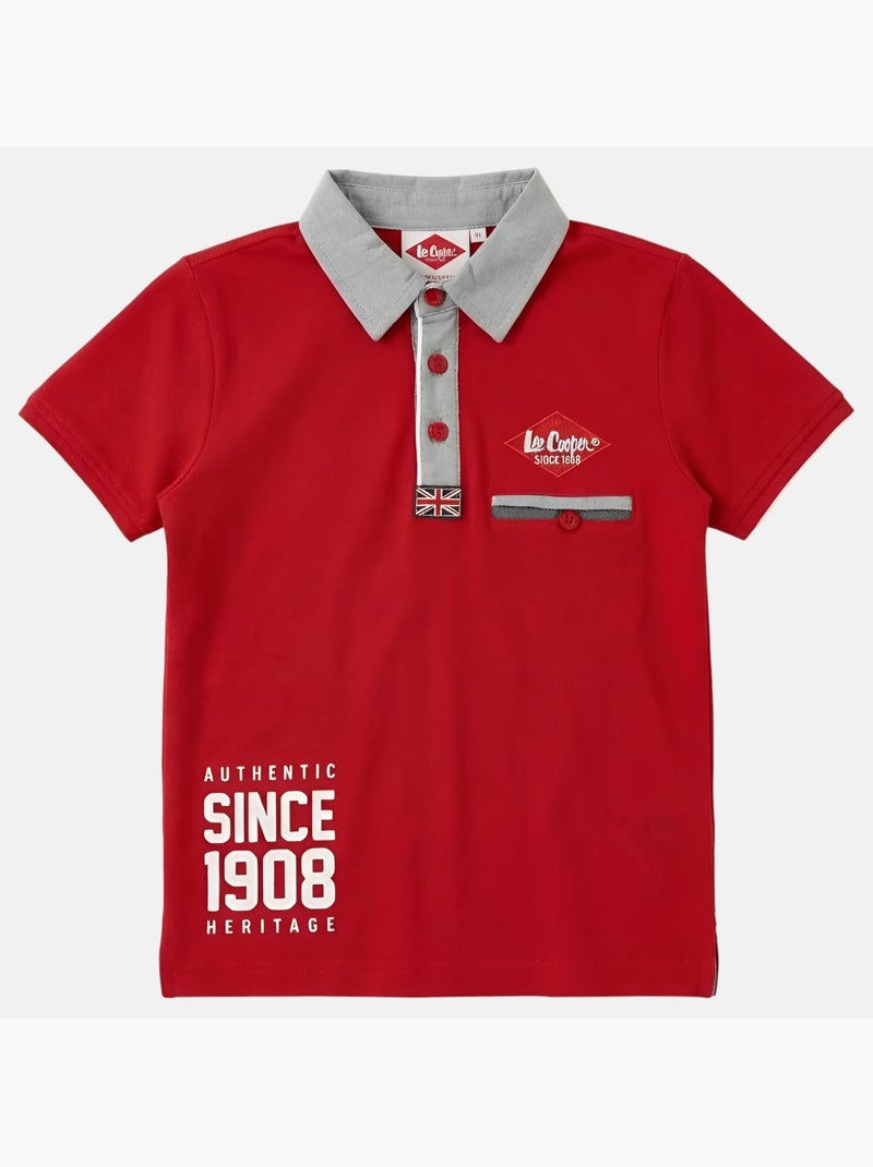 Lee Cooper - Polo niño de manga corta Rojo - Kiabi