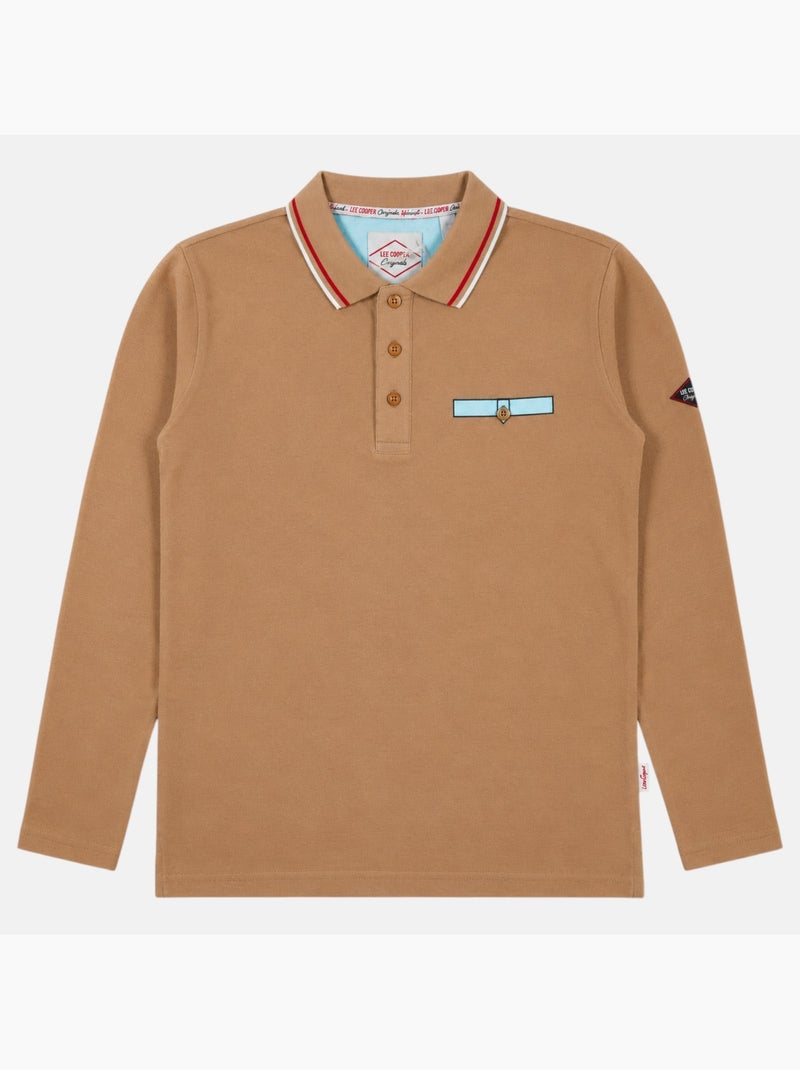 Lee Cooper - Polo para hombre  de manga larga Beige - Kiabi