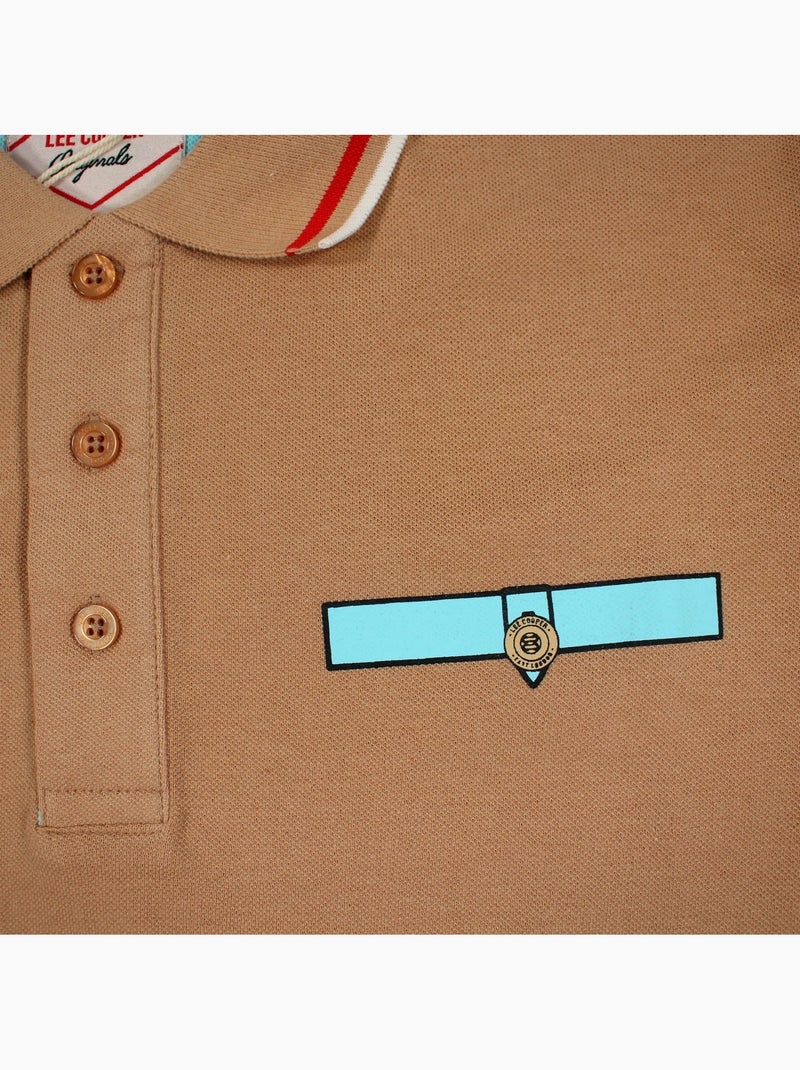 Lee Cooper - Polo para hombre  de manga larga Beige - Kiabi