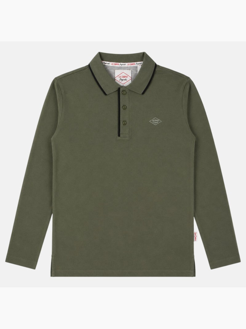 Lee Cooper - Polo para hombre  de manga larga Caqui - Kiabi