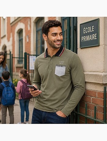 Lee Cooper - Polo para hombre de manga larga