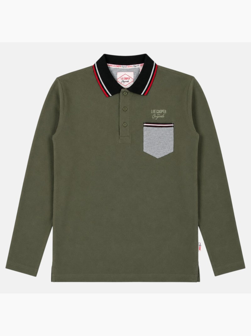 Lee Cooper - Polo para hombre  de manga larga Caqui - Kiabi