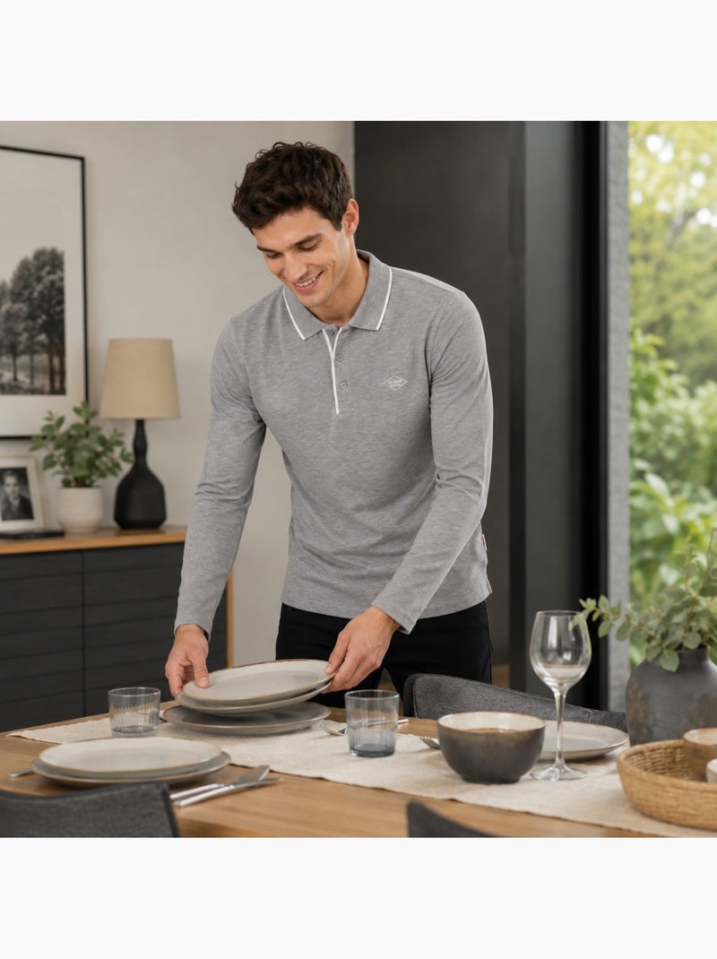 Lee Cooper - Polo para hombre  de manga larga Gris - Kiabi