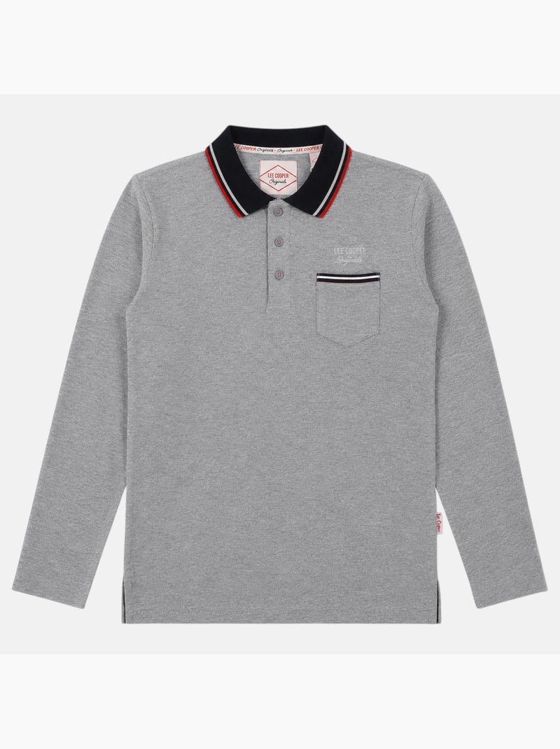 Lee Cooper - Polo para hombre  de manga larga Gris - Kiabi