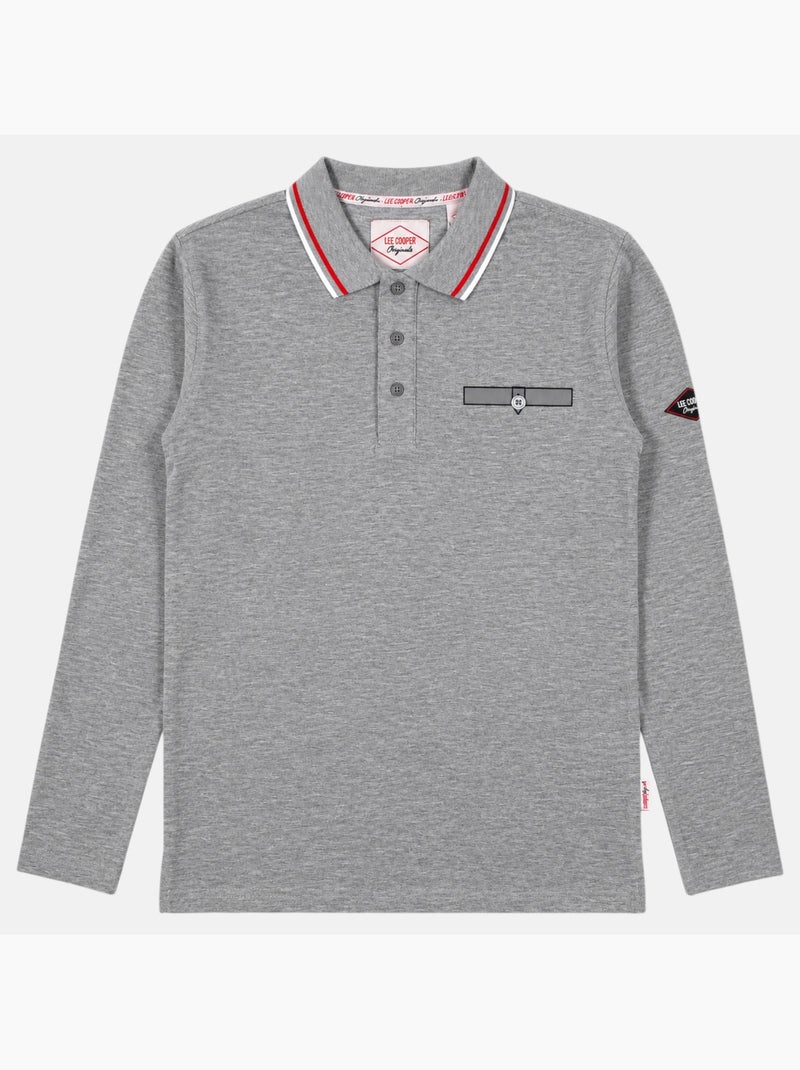 Lee Cooper - Polo para hombre  de manga larga Gris - Kiabi