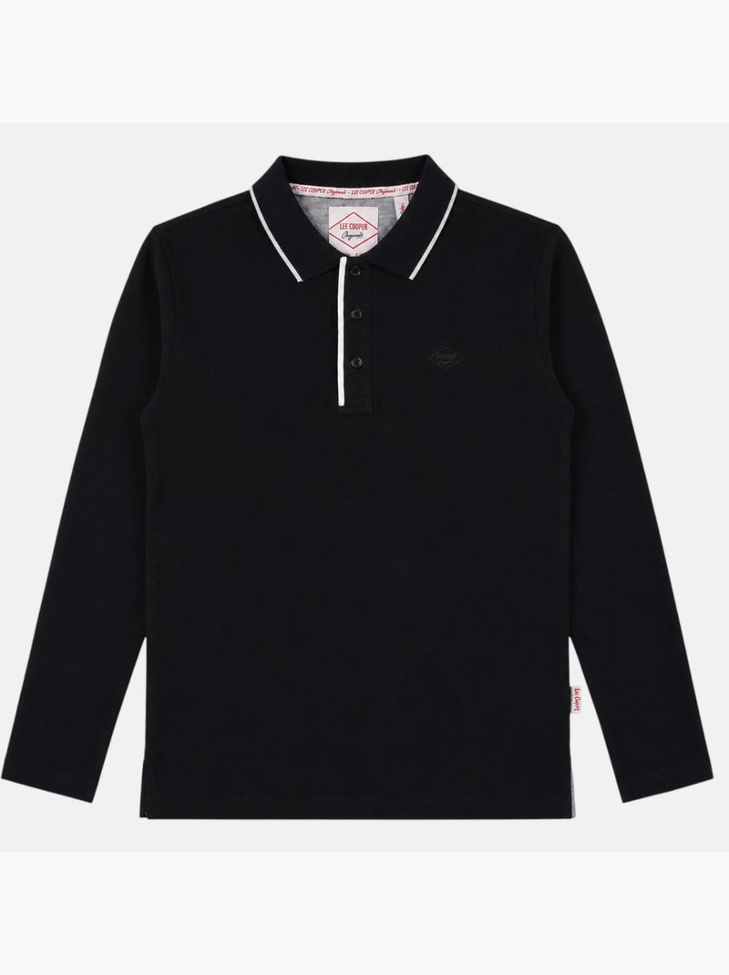 Lee Cooper - Polo para hombre  de manga larga Negro - Kiabi