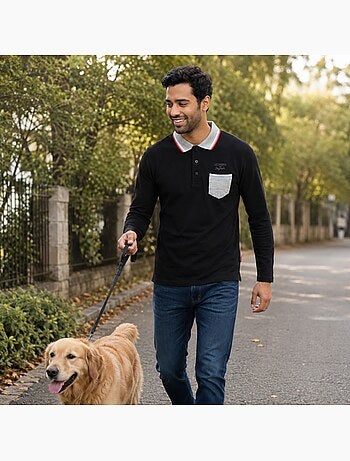 Lee Cooper - Polo para hombre de manga larga