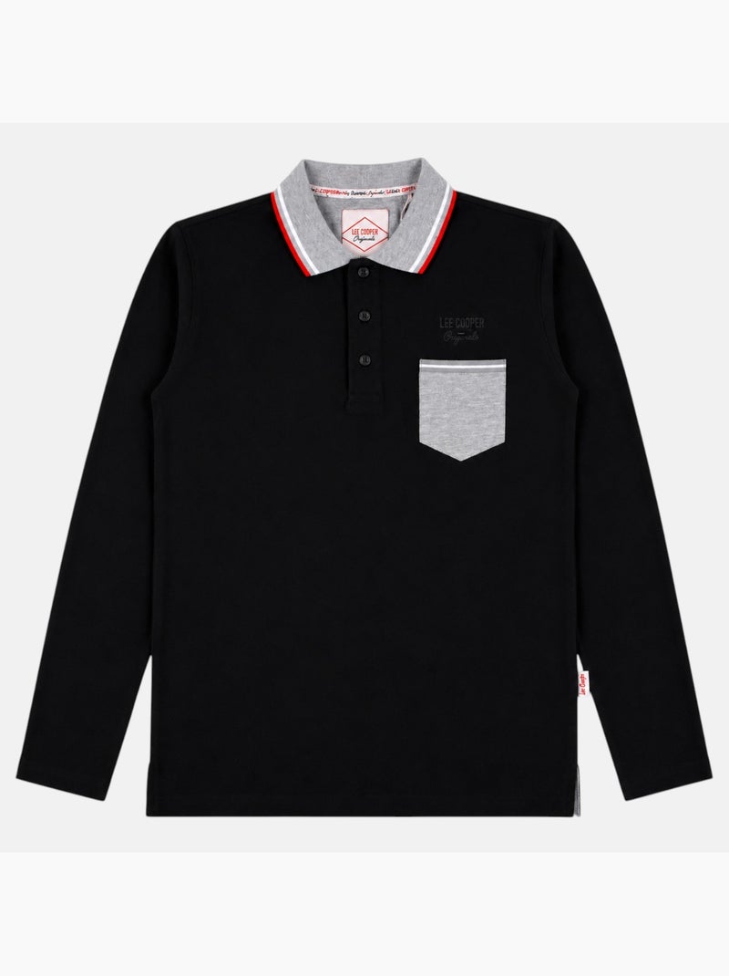 Lee Cooper - Polo para hombre  de manga larga Negro - Kiabi