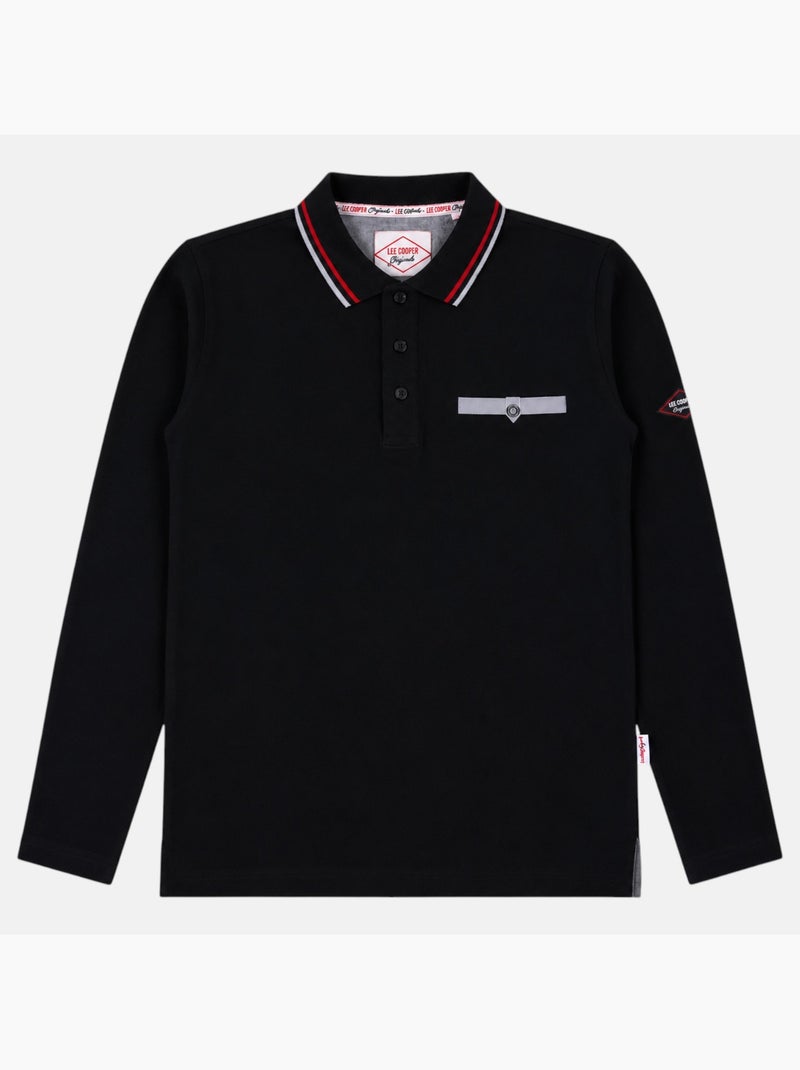 Lee Cooper - Polo para hombre  de manga larga Negro - Kiabi