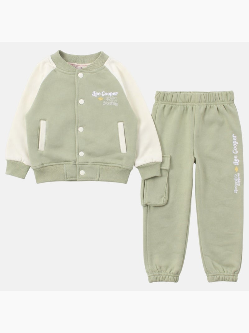 Lee Cooper - Tuta sportiva bambina con una giacca a maniche lunghe e un pantalone jogging Verde - Kiabi