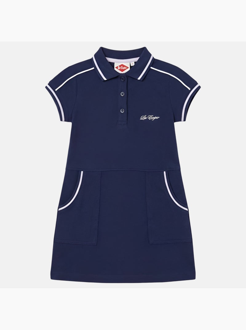 Lee Cooper - Vestido niña estilo polo de manga corta Azul marino - Kiabi