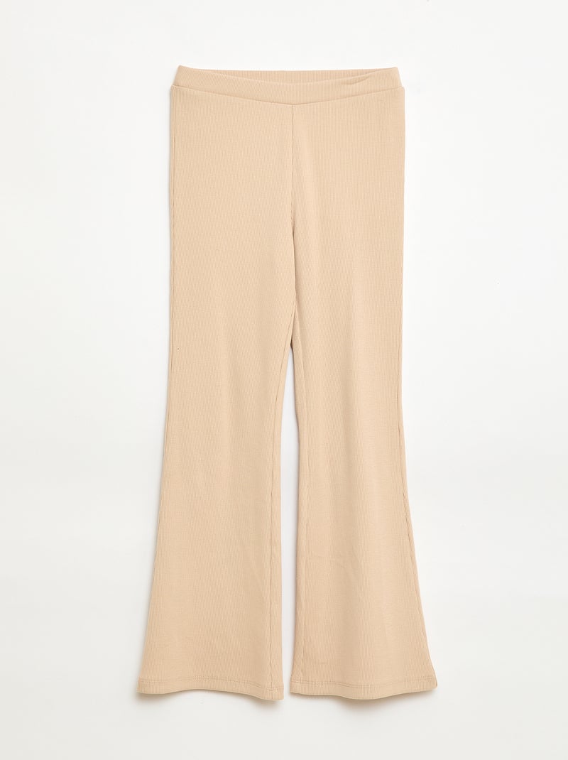 Legging acampanado de canalé Beige - Kiabi