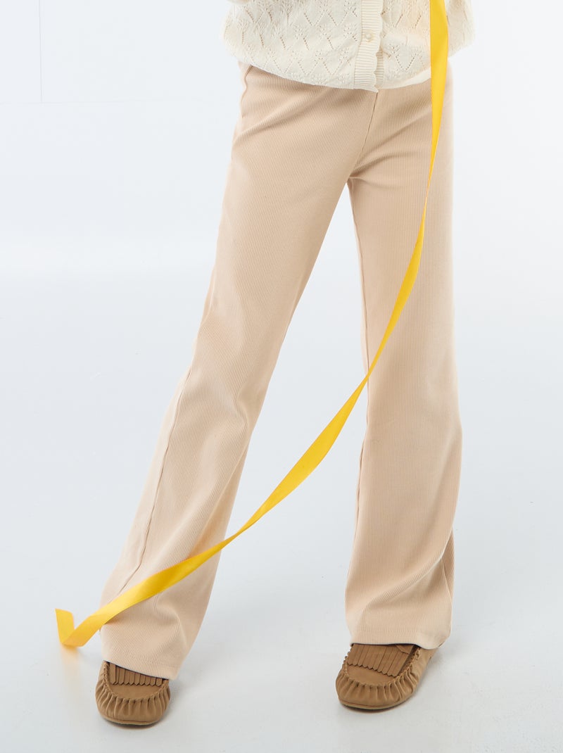 Legging acampanado de canalé Beige - Kiabi