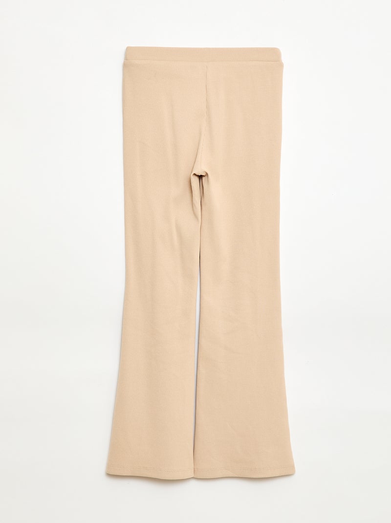 Legging acampanado de canalé Beige - Kiabi