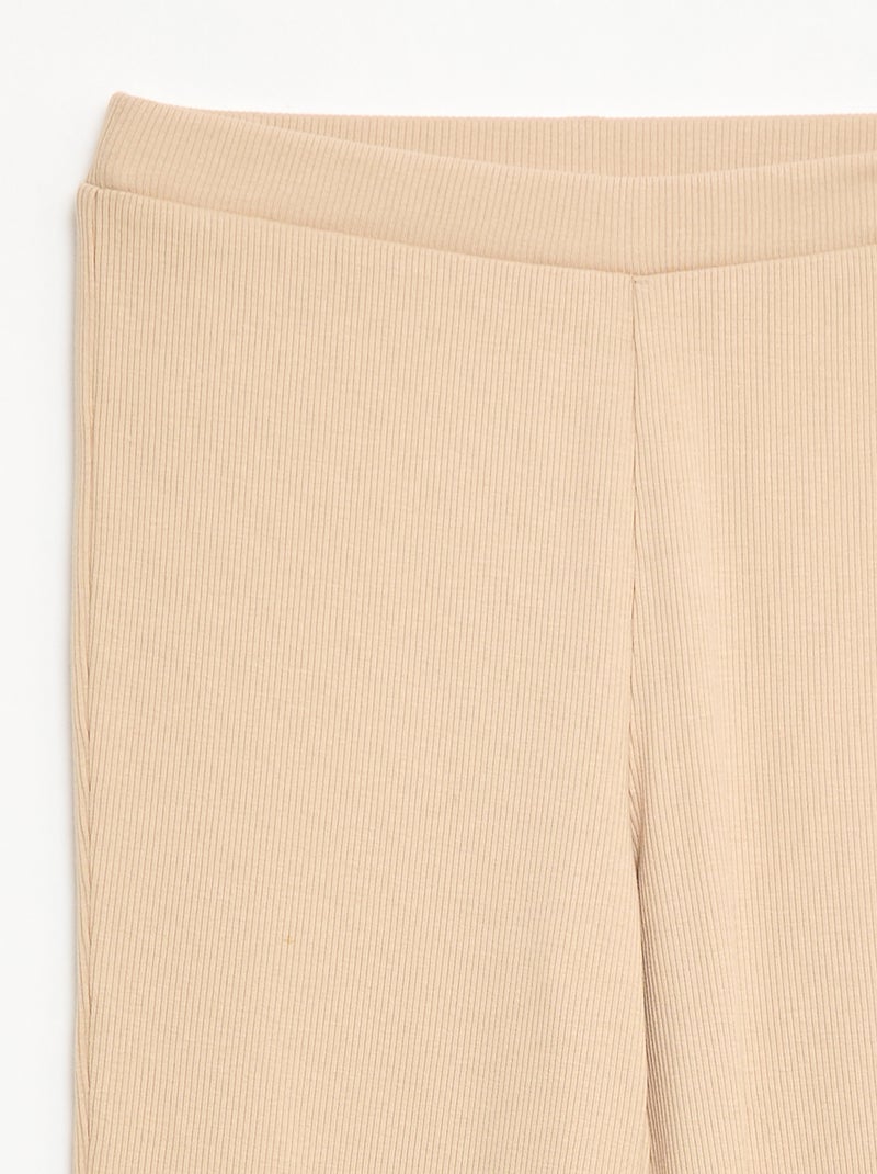 Legging acampanado de canalé Beige - Kiabi