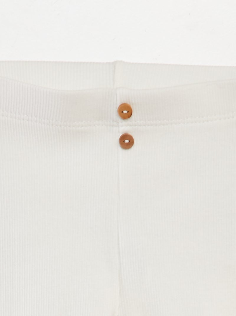 Legging acanalado con botones BLANCO - Kiabi