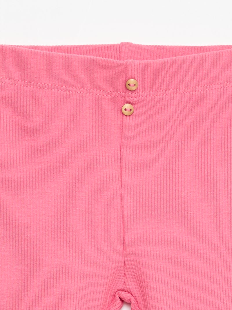 Legging acanalado con botones Fucsia - Kiabi
