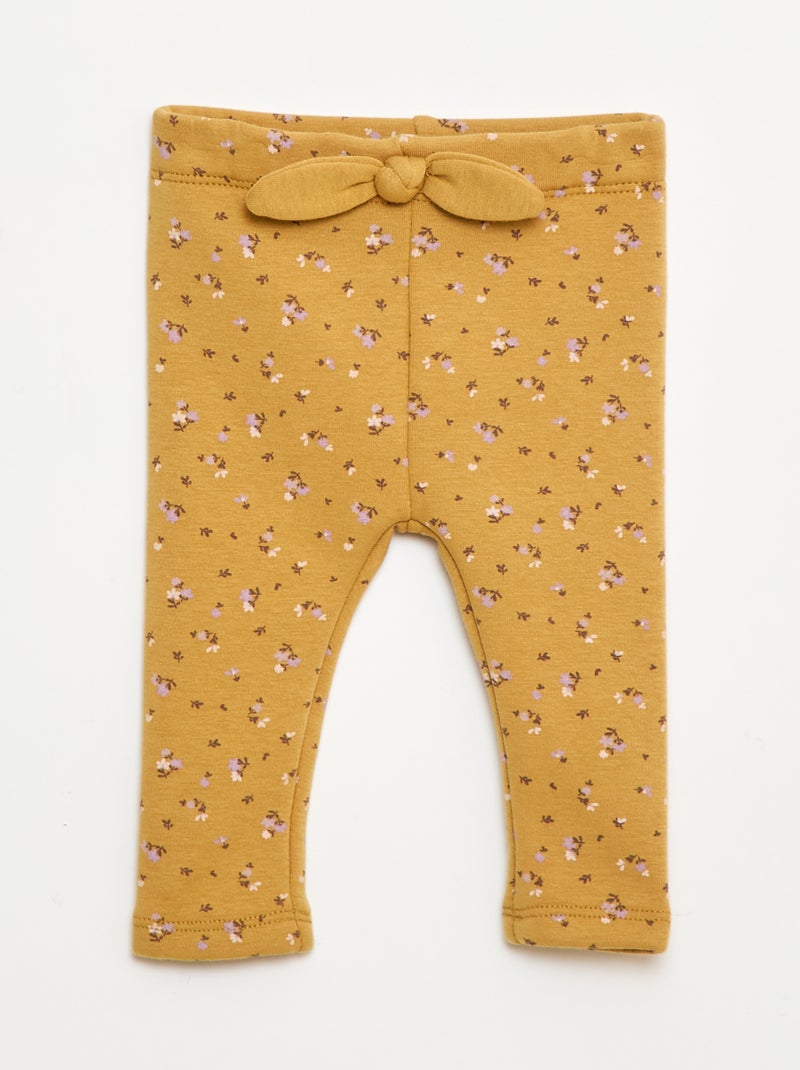 Legging afelpado en felpa con lazo Amarillo - Kiabi