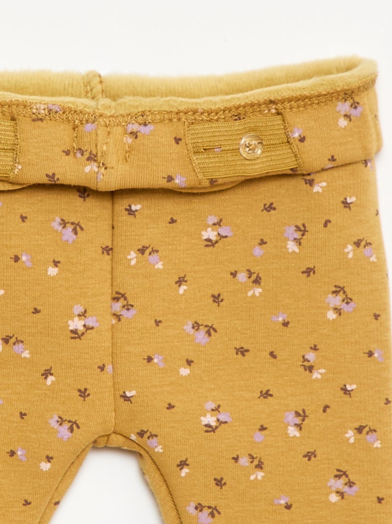 Legging afelpado en felpa con lazo Amarillo - Kiabi