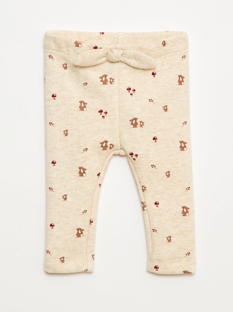 Legging afelpado en felpa con lazo Beige - Kiabi