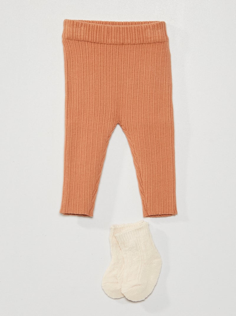 Legging + calcetines - 2 piezas MARRON - Kiabi