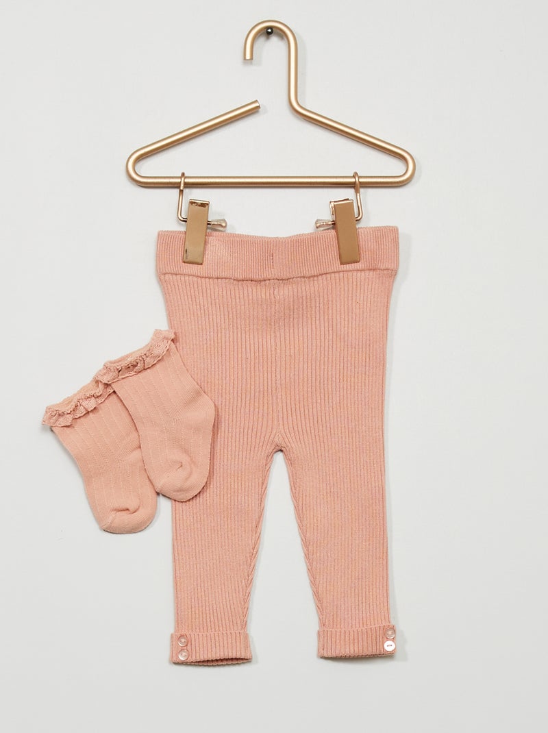Legging + calcetines a juego rosa - Kiabi