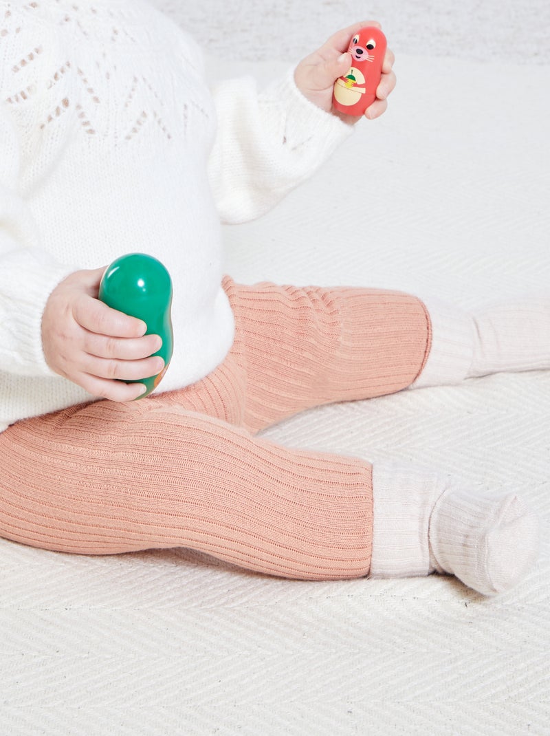 Legging + calcetines de punto de canalé Melocotón - Kiabi