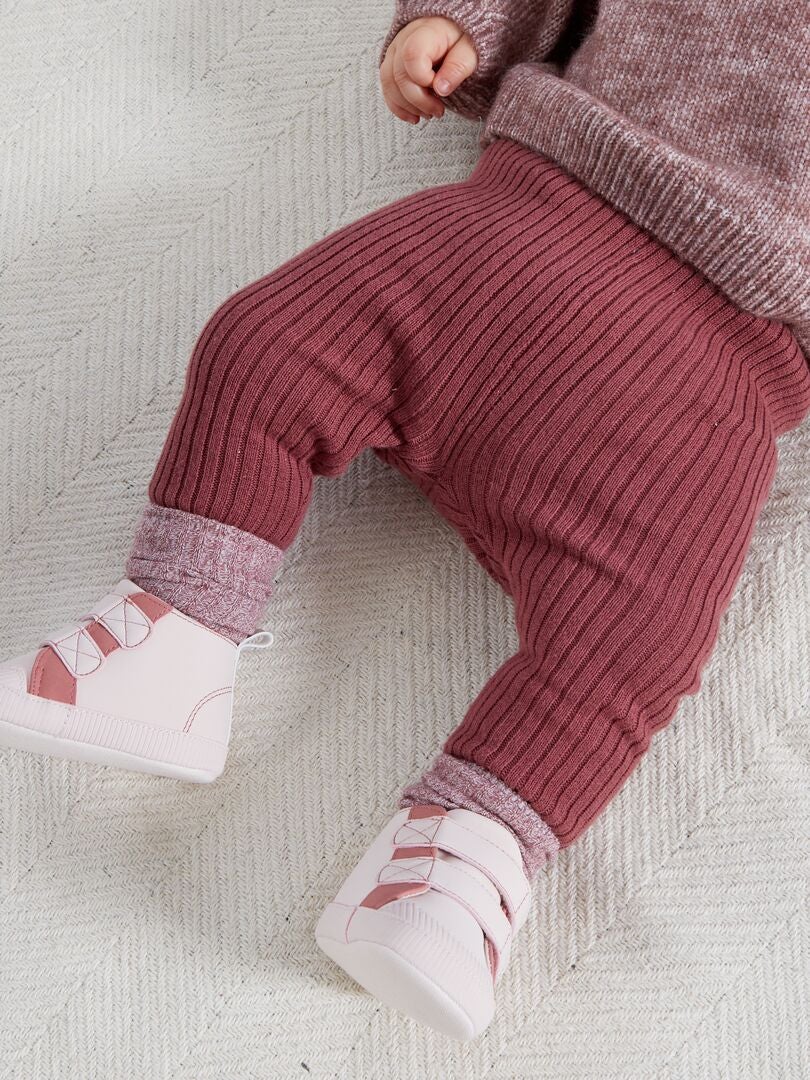 Legging + calcetines de punto de canalé rojo teja - Kiabi