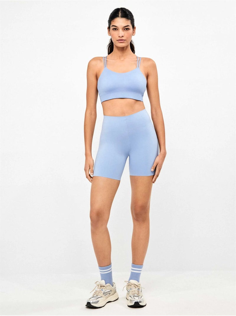 Legging ciclista moldeador con sujeción en cintura Azul - Kiabi