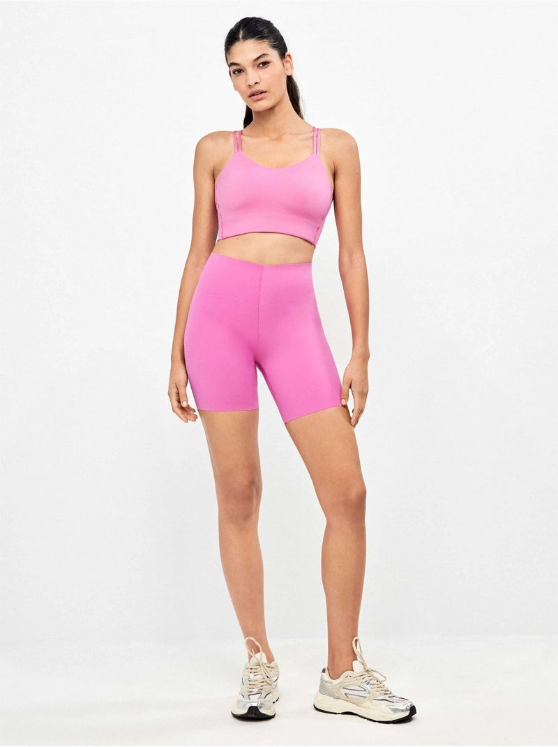 Legging ciclista moldeador con sujeción en cintura Rosa - Kiabi