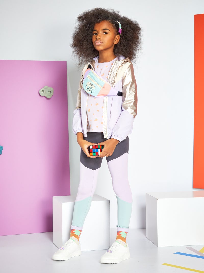 Legging 'colorblock' gris antracita - Kiabi