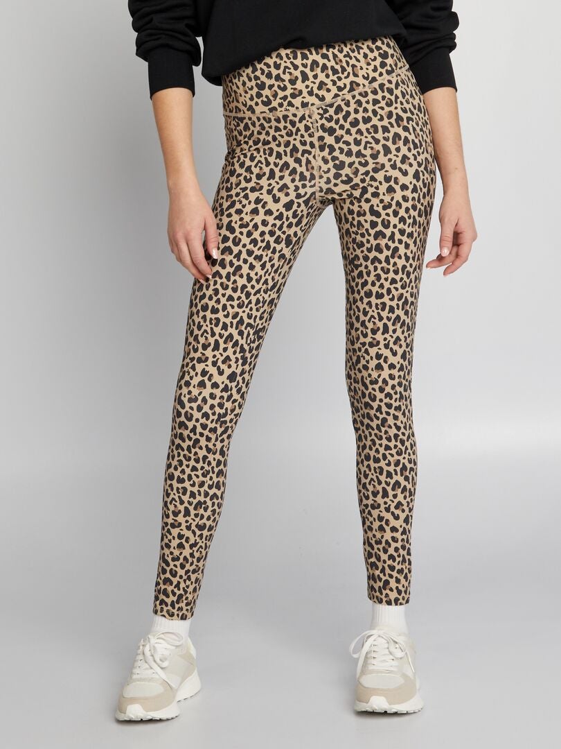 Leggings térmicos marrones con estampado de leopardo Heather de