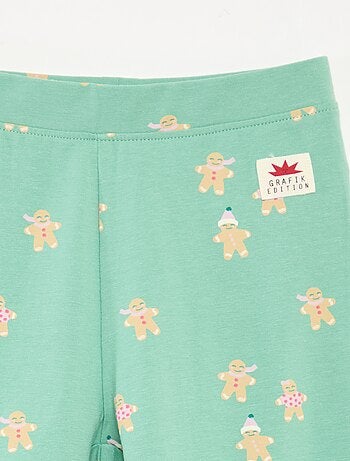 Legging con estampado integral navideño en algodón
