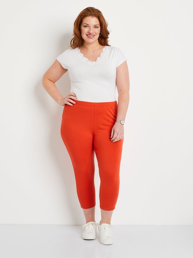 Legging corto de algodón con cintura elástica - Afibel Naranja - Kiabi