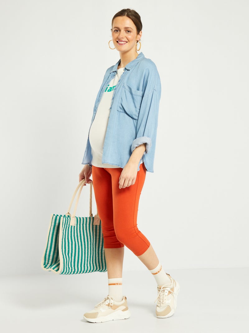 Legging corto premamá naranja - Kiabi