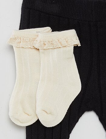 Legging de canalé + calcetines con bordado