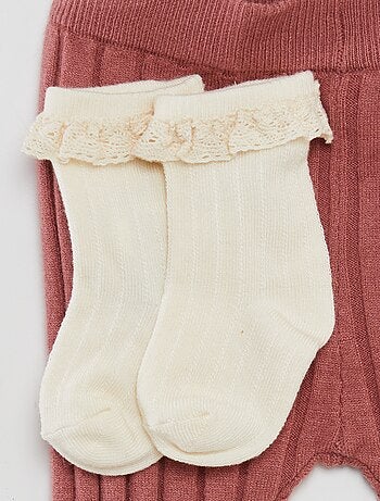 Legging de canalé + calcetines con bordado