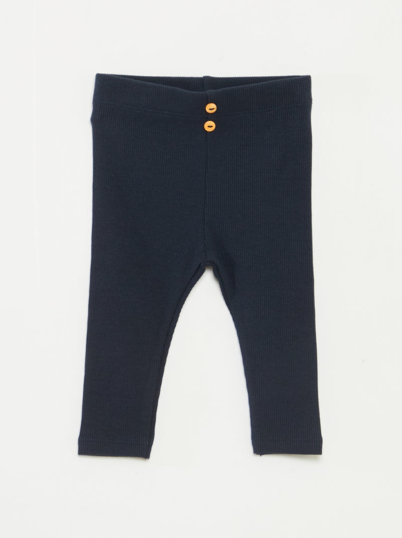 Legging de canalé con botones Azul - Kiabi
