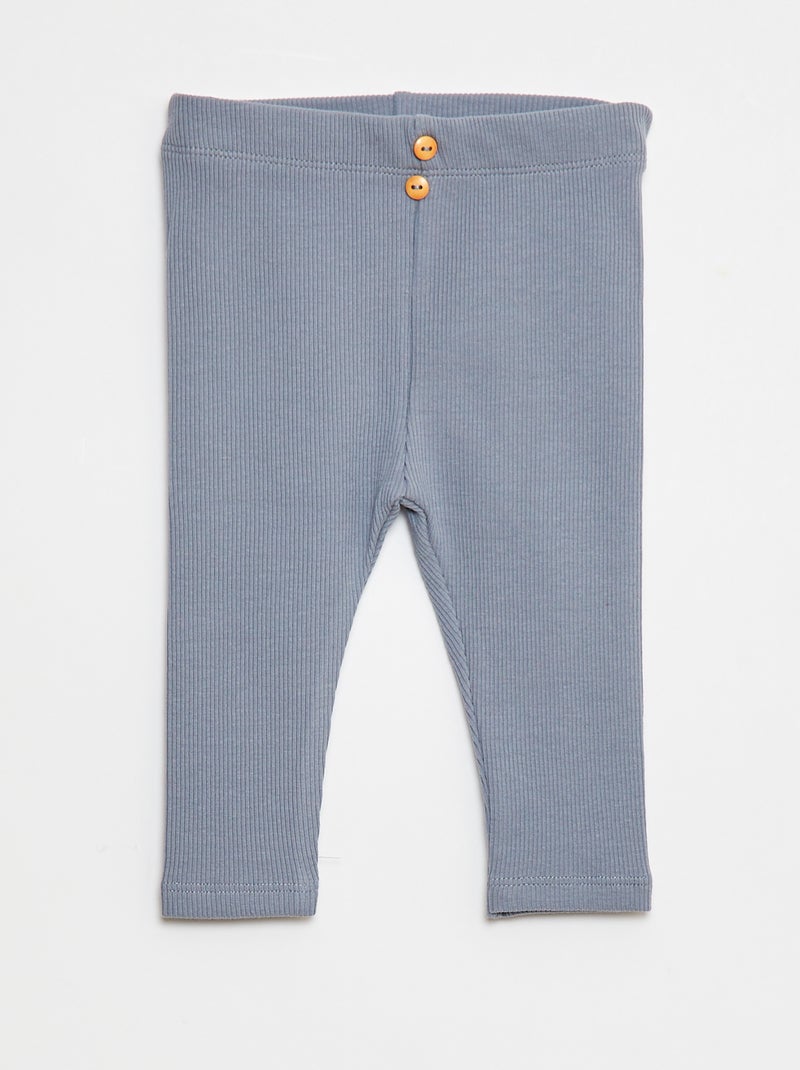Legging de canalé con botones Azul - Kiabi