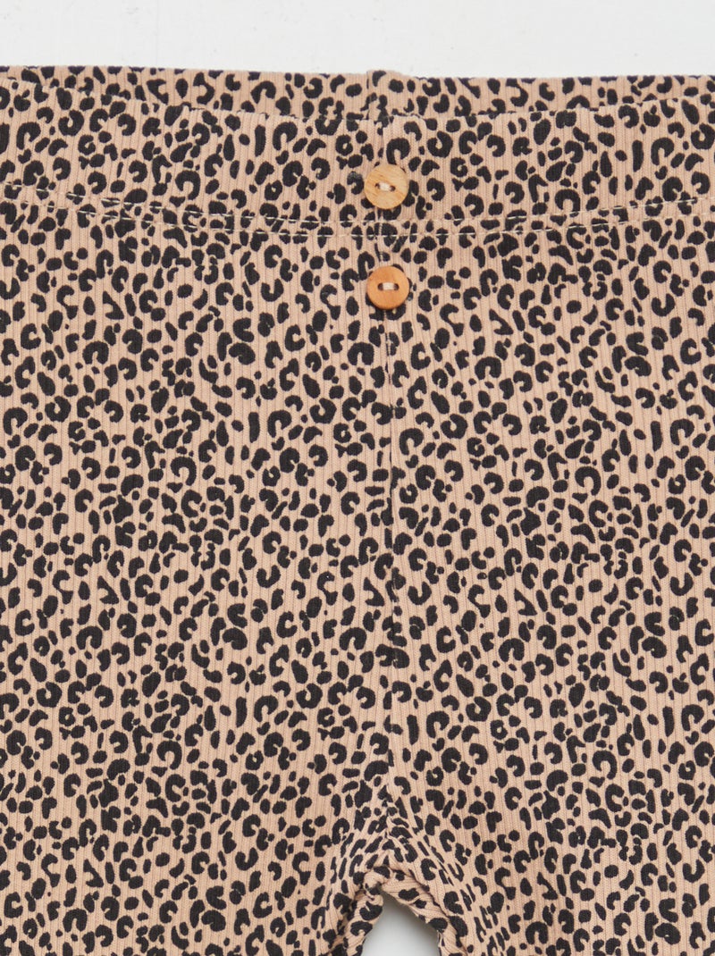 Legging de canalé con botones BEIGE - Kiabi